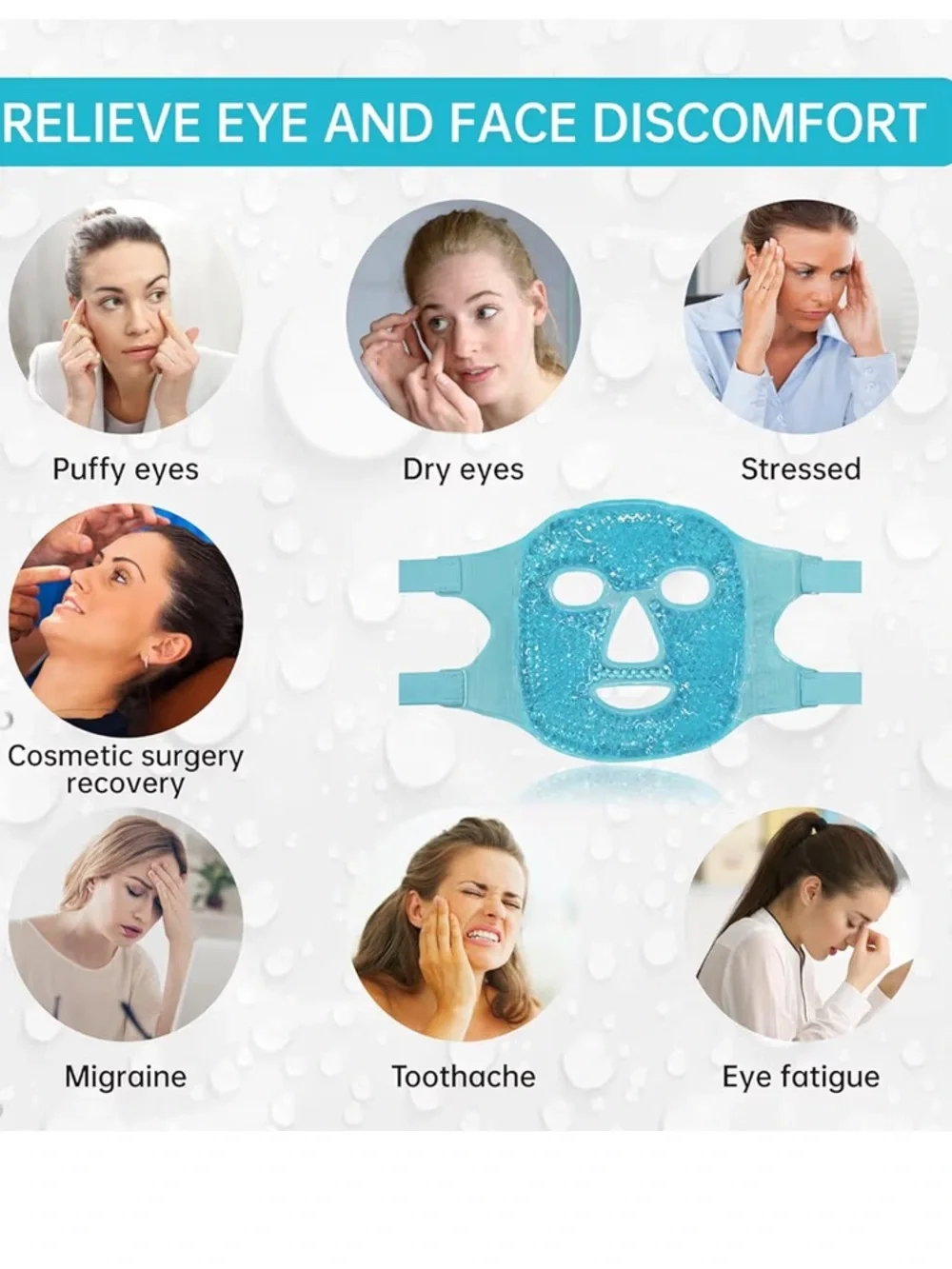 Znocuetod Ice Mask Gel Beads Hot & Cold Compress for Face